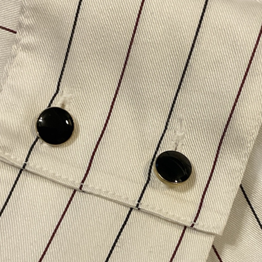 A MTL 1980 Satin Striped Button-Up Shirt White/Black/Burgundy Size 1X - Picture 6 of 11